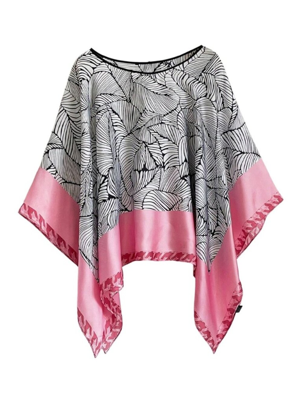 Women's Floral Crew Neck Poncho Shrug Asymmetrical Wraps